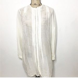 Johnny Was Cream Long Sleeve Cotton Silk Tunic XS Oversized